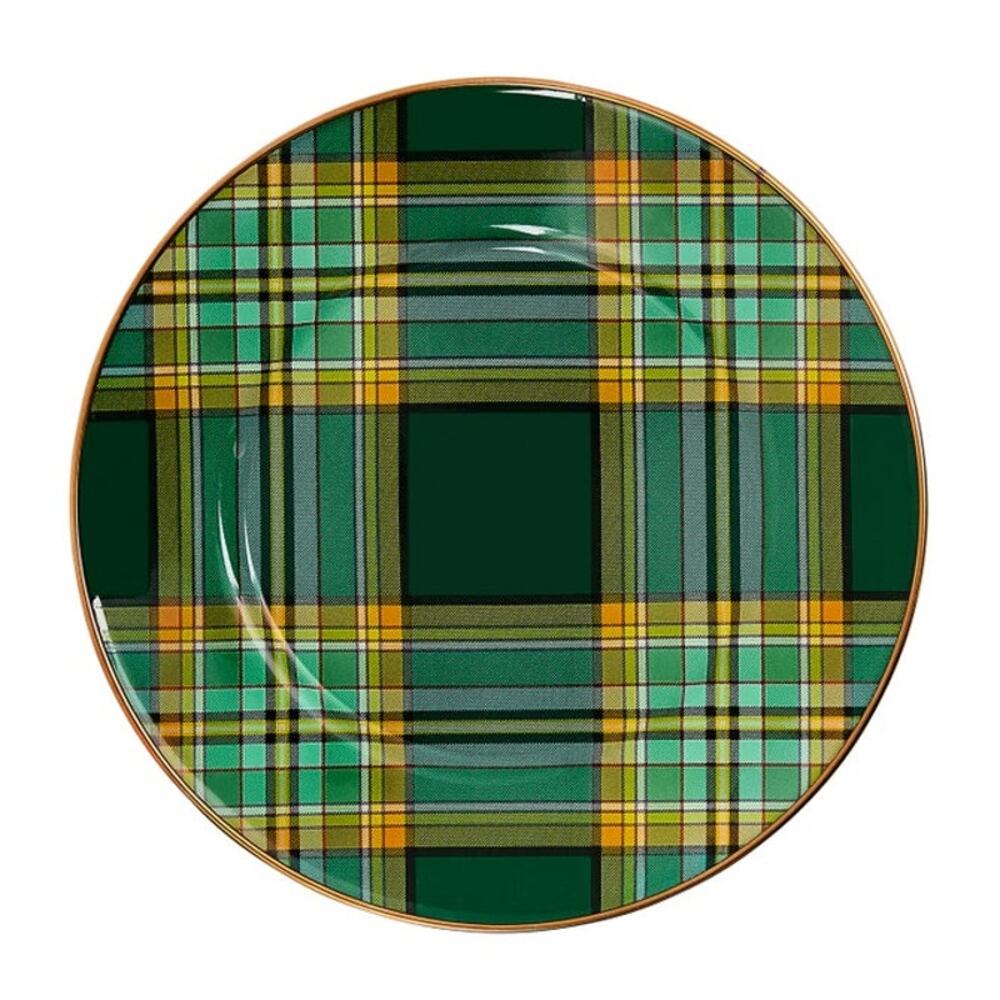 NEW Mackenzie-Childs Tartan Green Dinner Plate 10in